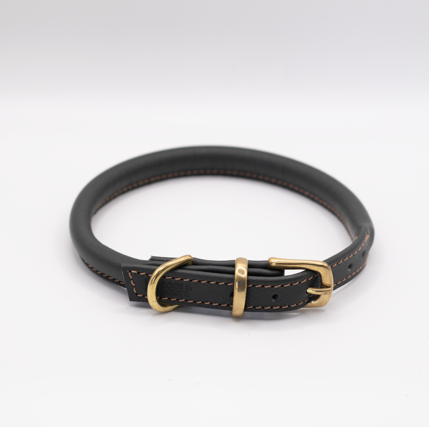 Rolled Soft Leather Dog Collar Racing Green