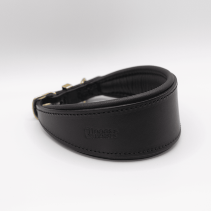 D&H Padded Leather Hound Collar Black