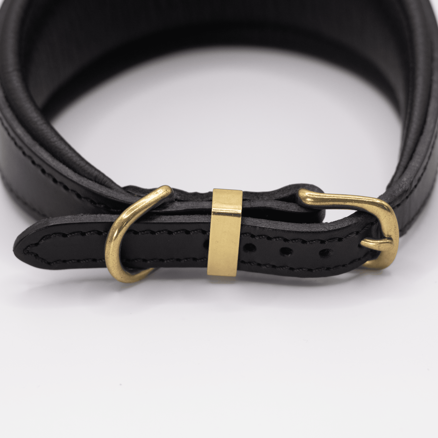D&H Padded Leather Hound Collar Black