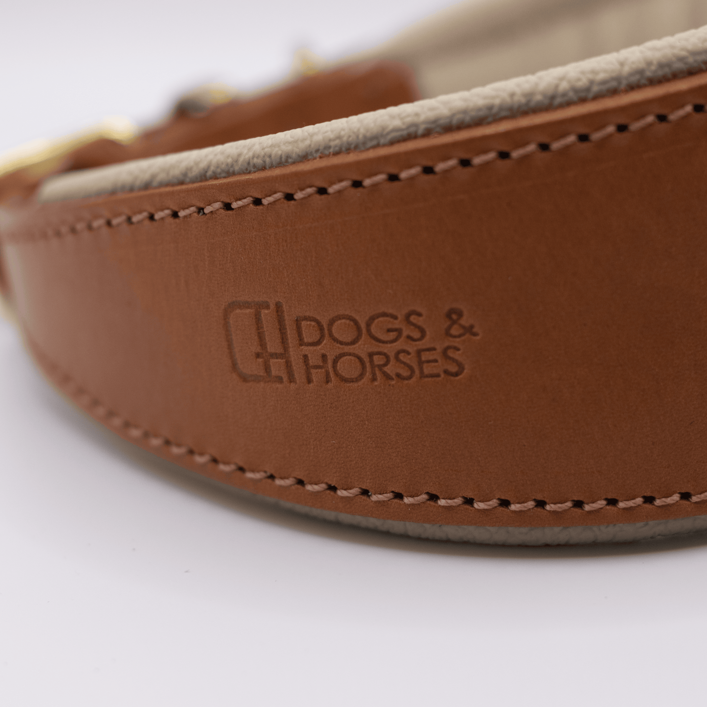 D&H Padded Leather Hound Collar Tan and Cream