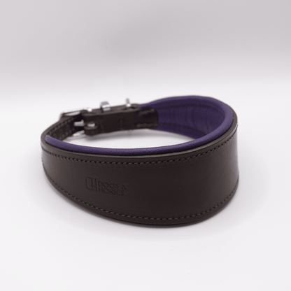 D&H Padded Leather Hound Collar Brown and Purple