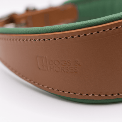 D&H Padded Leather Hound Collar Tan and Clover