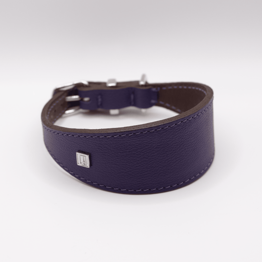 Soft Leather Hound Collar Purple