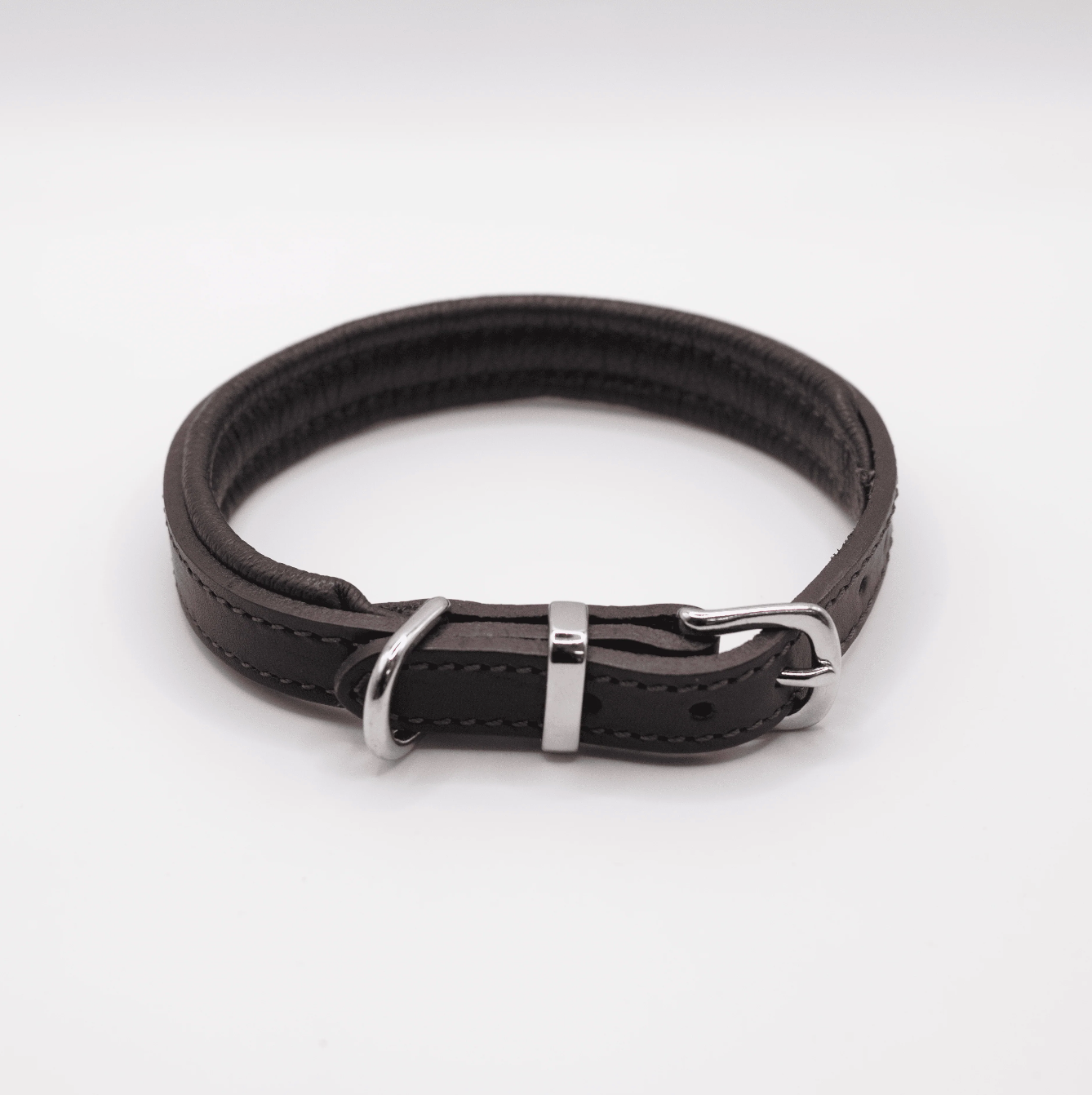 Padded Leather Dog Collar Brown