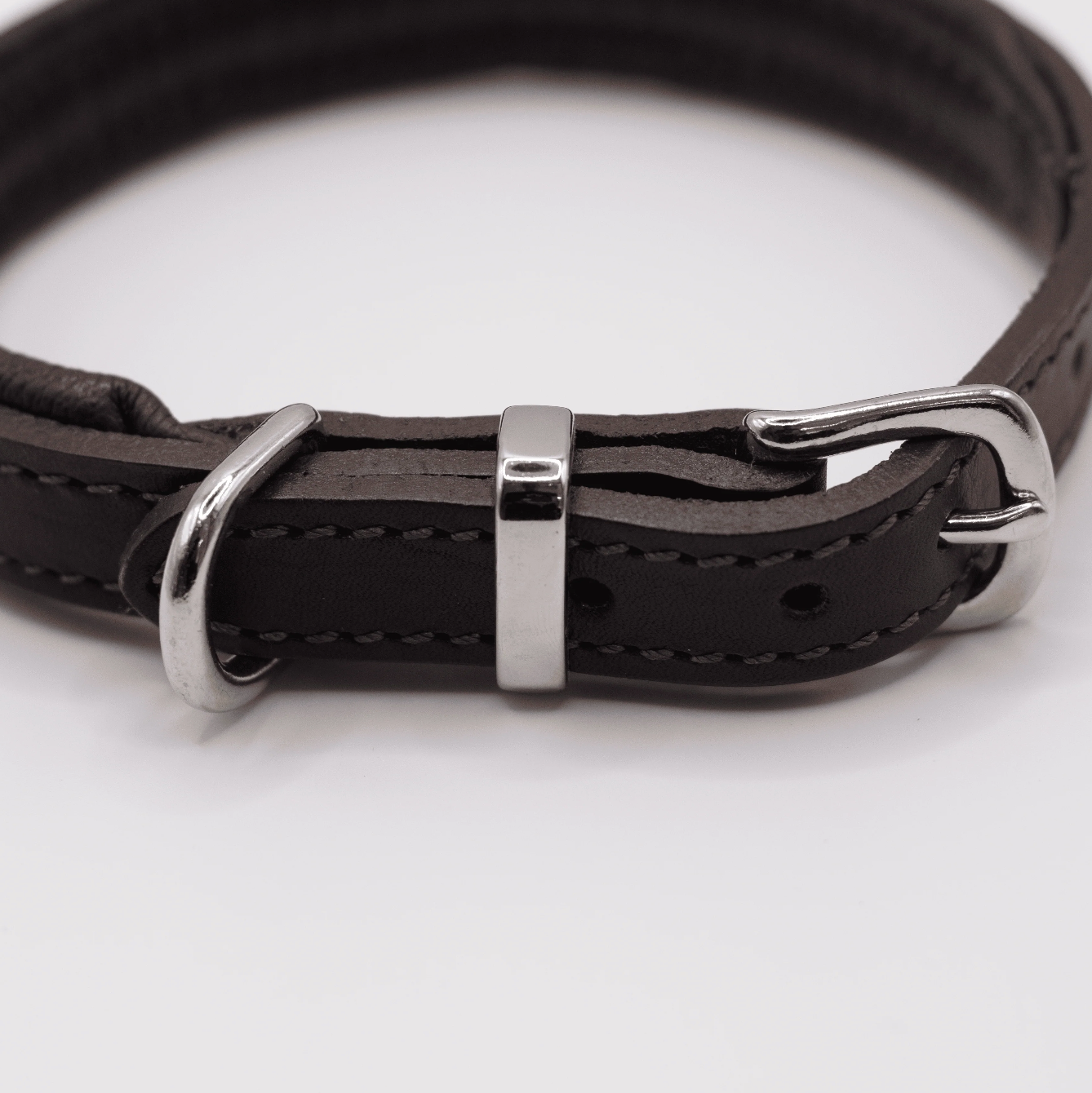 Padded Leather Dog Collar Brown