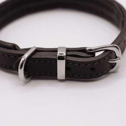 Padded Leather Dog Collar Brown