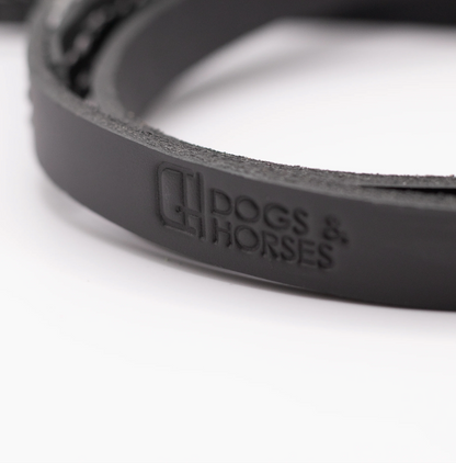 Padded Leather Dog Lead Charcoal and Grey