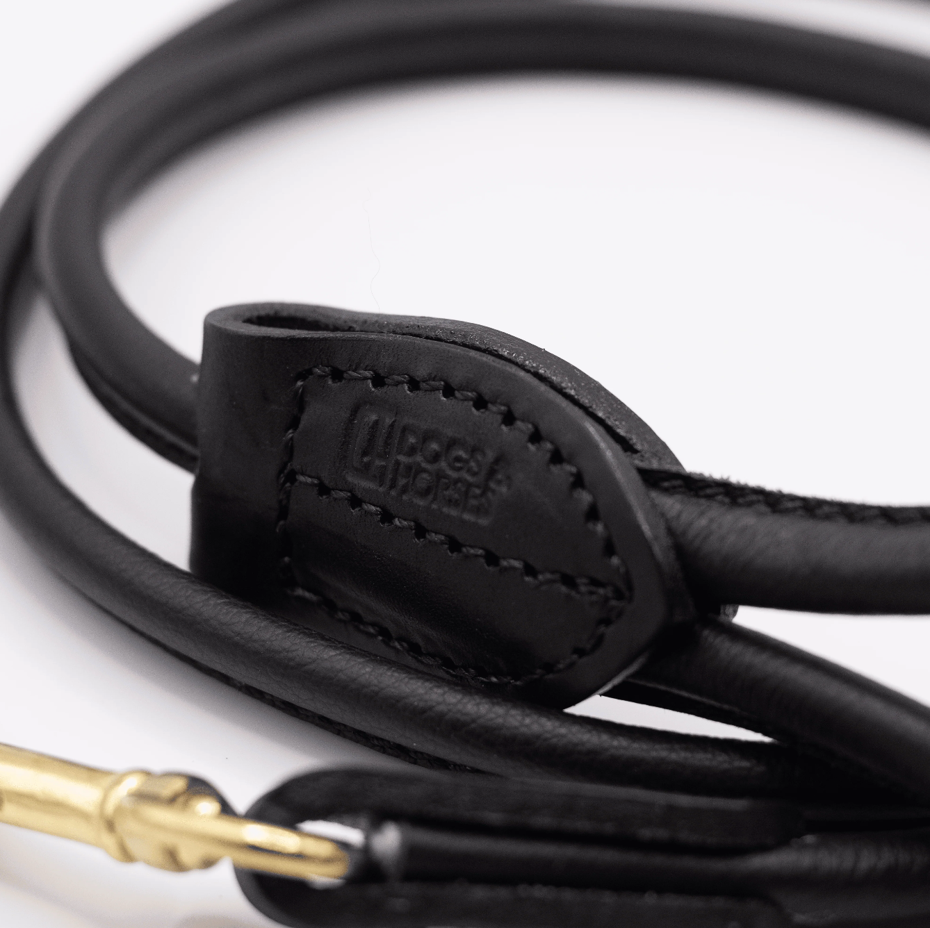 Rolled Soft Leather Dog Lead Black
