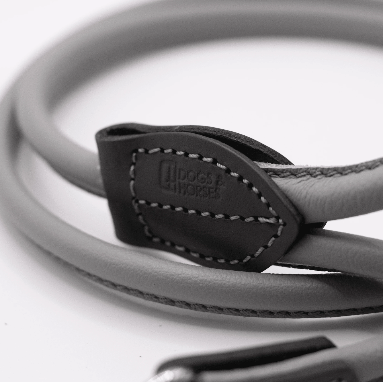 Rolled Soft Leather Dog Lead Grey