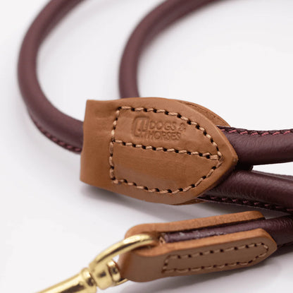 Rolled Soft Leather Dog Lead Merlot
