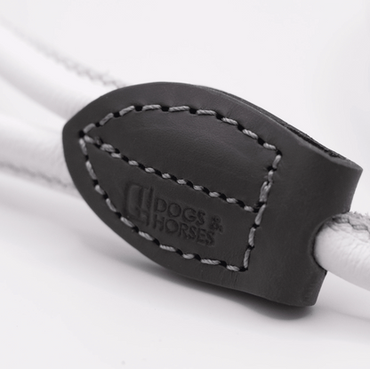 Rolled Soft Leather Dog Lead White