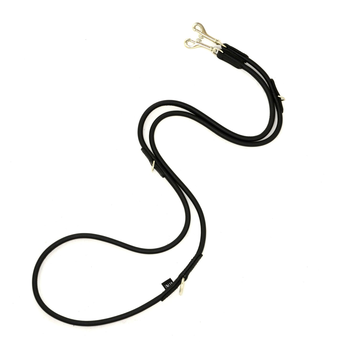 D&H Rolled Soft Leather Adjustable Long Lead Black