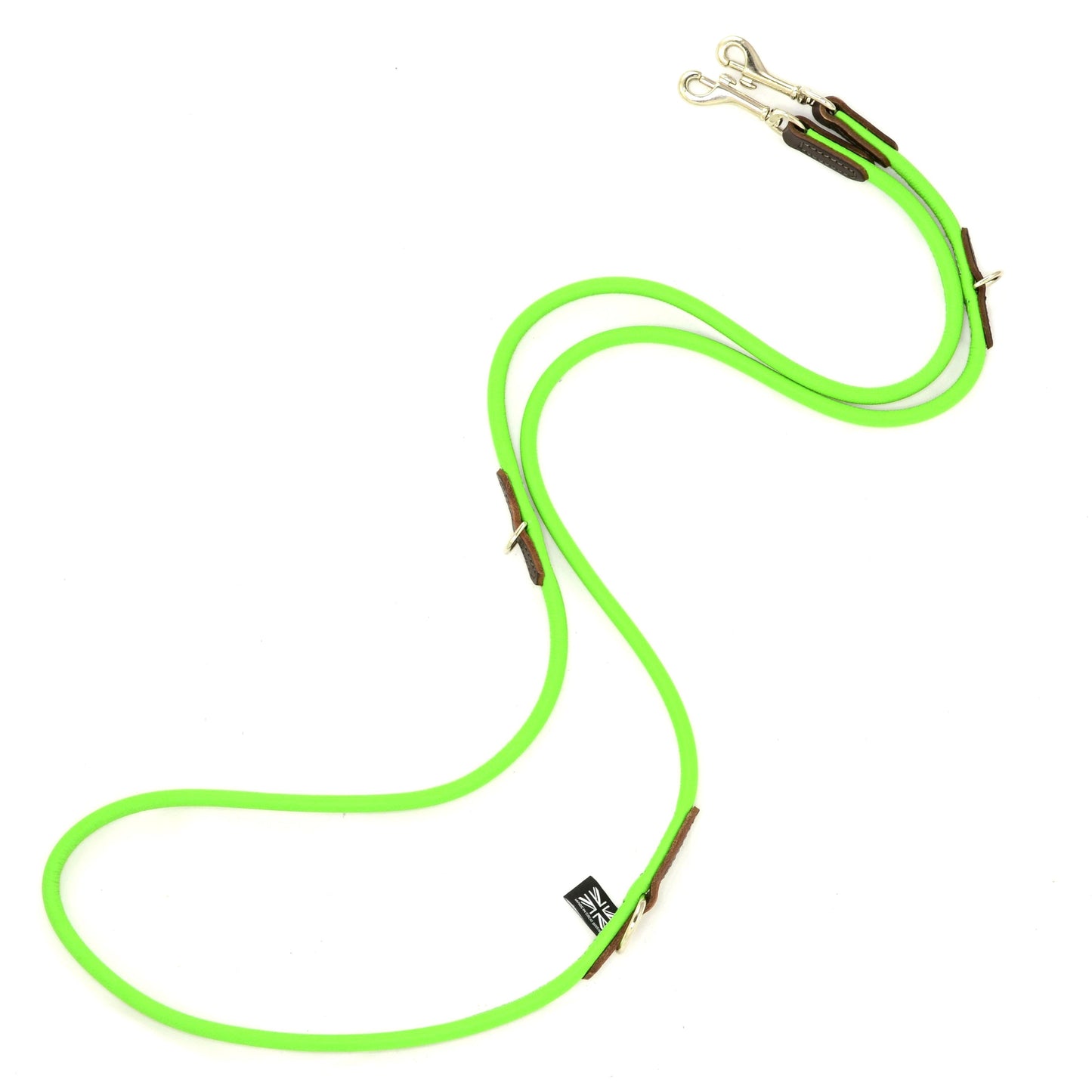 D&H Rolled Soft Leather Adjustable Long Lead Bright Green