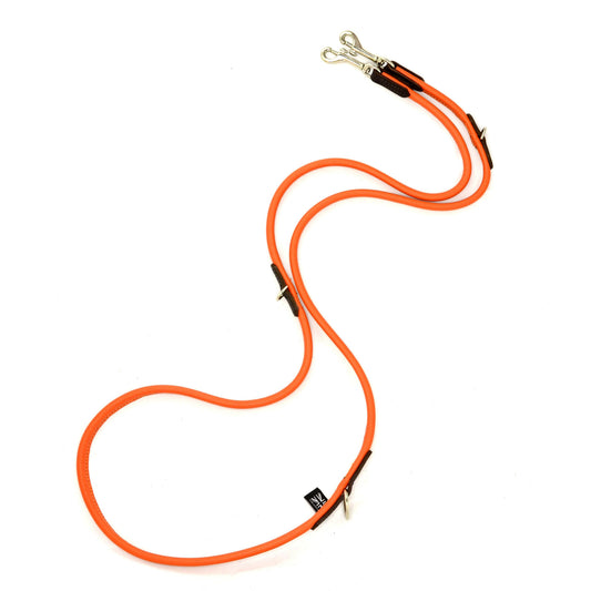 D&H Rolled Soft Leather Adjustable Long Lead Orange